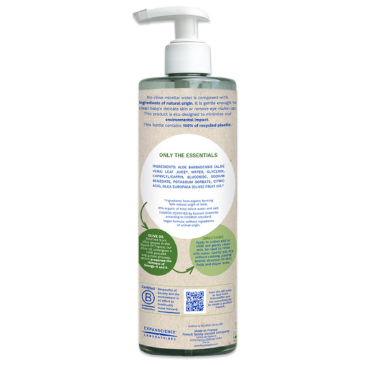 Mustela Certified Organic Micellar Cleansing Water -No-Rinse Natural Water Cleanser W/ Olive Oil & Aloe Vera - For Baby, Kid & Adult - Fragrance Free, Ewg Verified & Vegan -13.5 Oz-Packaging May Vary