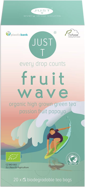 Just T Organic Loose Leaf Tea, Green Tea With Passion Fruit And Papaya, 125G, High-Grown, Sustainable Storage Tin