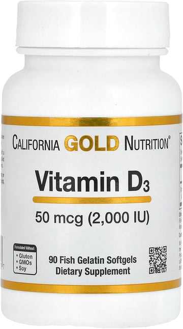 California Gold Nutrition Vitamin D3, 50 Mcg (2,000 Iu), 90 Fish Gelatin Softgels