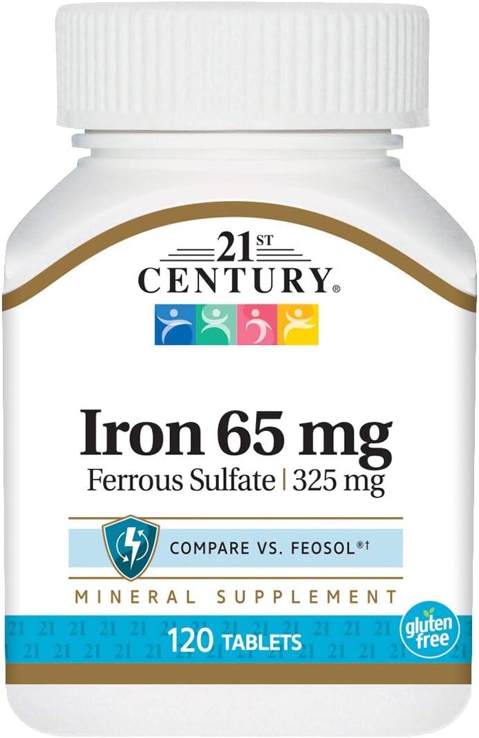 21st Century Iron 65 mg with Ferrous Sulfate 325 mg - 100 Tablets, Pack of 3