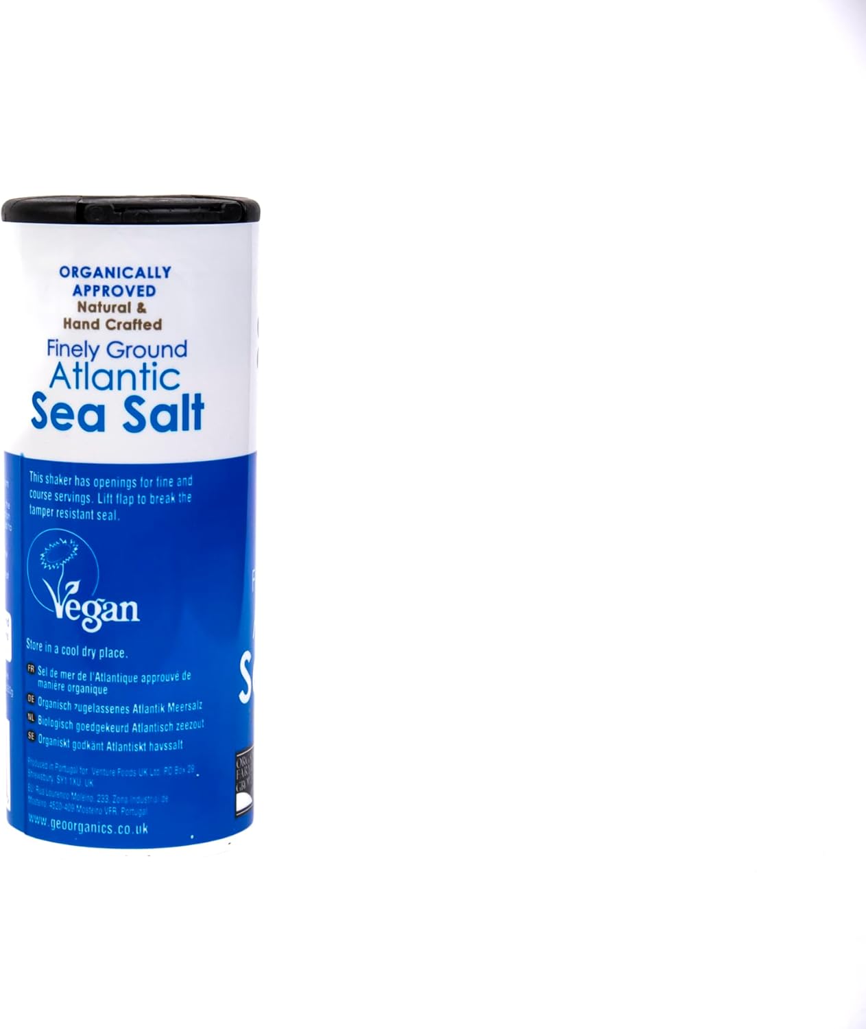 Geo Organics Atlantic Sea Salt Shaker 500g (Pack of 1) | Organically Approved Fine Sea Salt | Natural & Hand Crafted | Additive-Free, Non-GMO, Gluten-Free, Vegan | Free From Anti-Caking Agents : Amazon.co.uk: Grocery