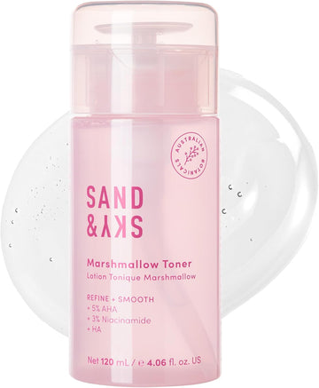 Sand & Sky Australian Essentials Brightening Toner With Niacinamide & Glycolic Acid - Marshmallow Extract Essence, Exfoliates & Strengthens Skin, 4.2 Fl Oz