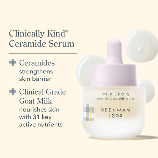 Beekman 1802 Goat Milk Minis “Kid” Skincare Set - Squalene Toner, Ceramide Serum, Barrier Repairing Moisturizer - Travel-Friendly - Fragrance Free - Cruelty Free