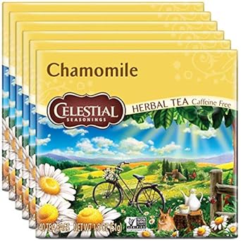 Celestial Seasonings Herbal Tea, Chamomile, Caffeine Free, 40 Tea Bags (Pack Of 6)