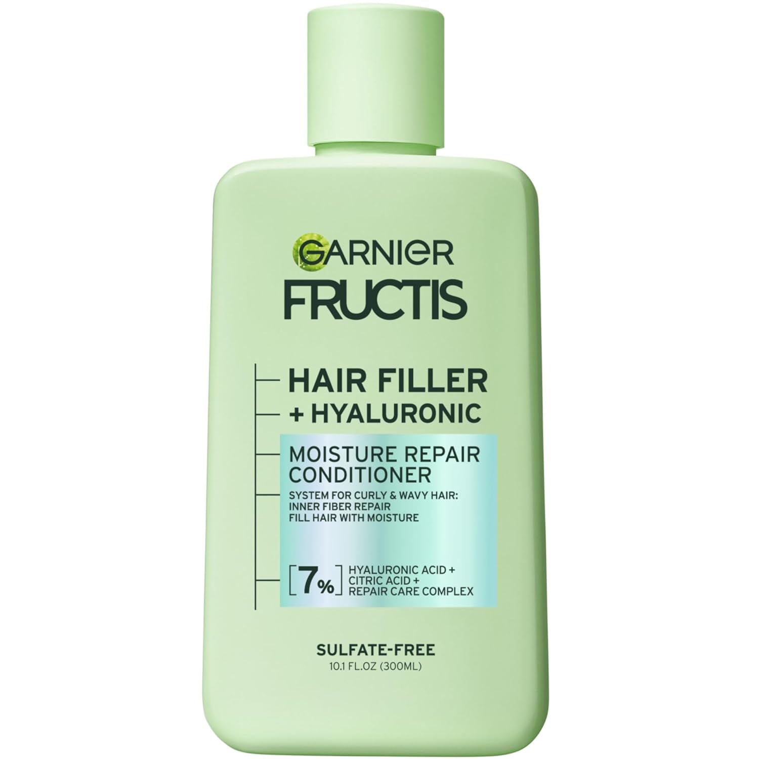 Garnier Fructis Hair Filler Moisture Repair Conditioner for Curly, Wavy Hair, with Hyaluronic Acid, 10.1 FL OZ, 1 Count