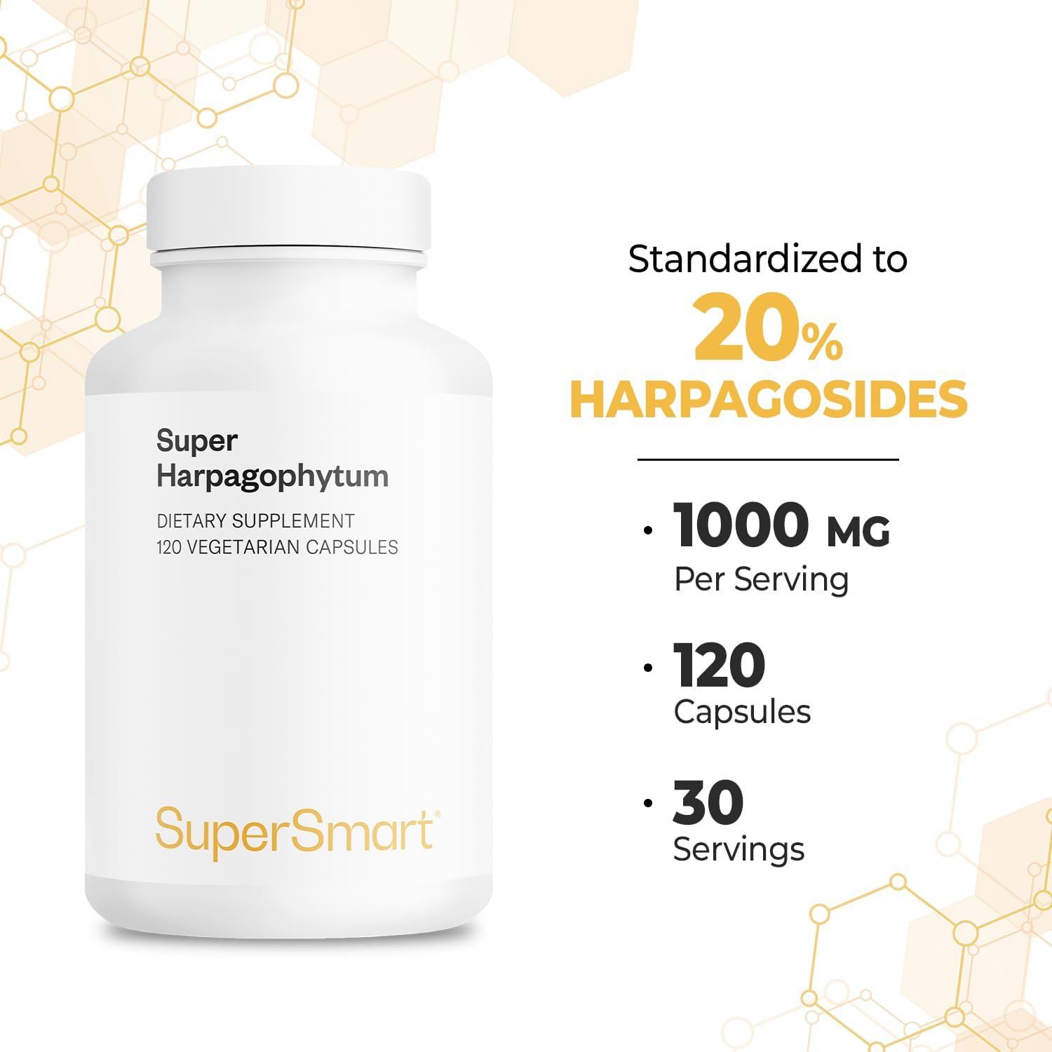 Supersmart - Super Harpagophytum 1000Mg Per Day (High Strength) - Devil'S Claw Herbal Supplement | Non-Gmo & Gluten Free - 120 Vegetarian Capsules : Health & Household