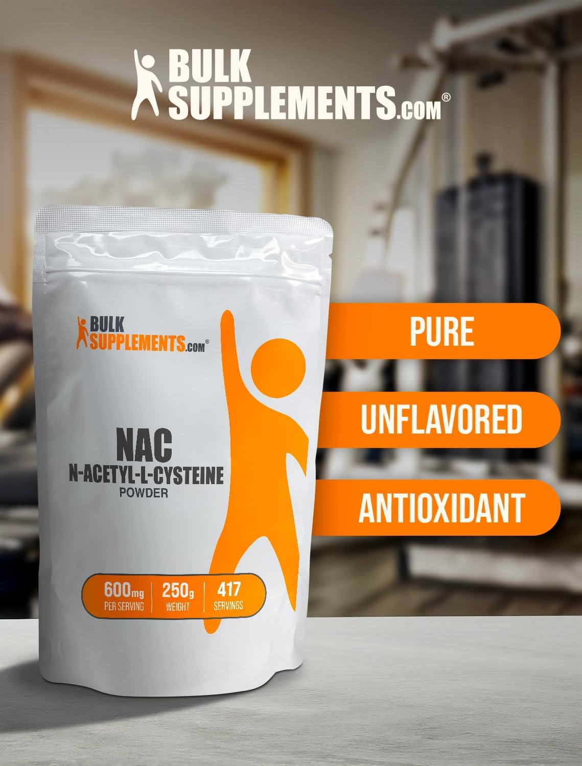 BULKSUPPLEMENTS.COM NAC Powder - N-Acetyl Cysteine 600mg, NAC Supplement - Antioxidant Support, Gluten Free - 600mg per Serving, 417 Servings, 250g (8.8 oz) (Pack of 1) : Health & Household
