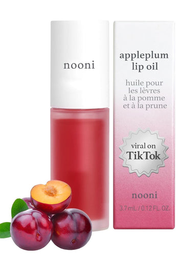 Nooni Korean Vegan Lip Oil - Appleplum | Lip Stain, Gift, Long-Lasting, Moisturizing, Plumping, Revitalizing For Dry Lips, Waterproof, No Peel Off, Korean Lip Tint 0.12 Fl Oz