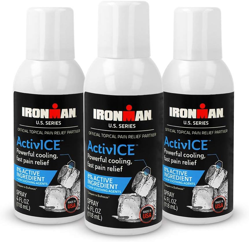 Curad Ironman Activice Topical Cooling Spray, Pain Relief For Arthritis, Joint, Muscle, Back & Body Aches & Pain, 4-Oz (3 Count)