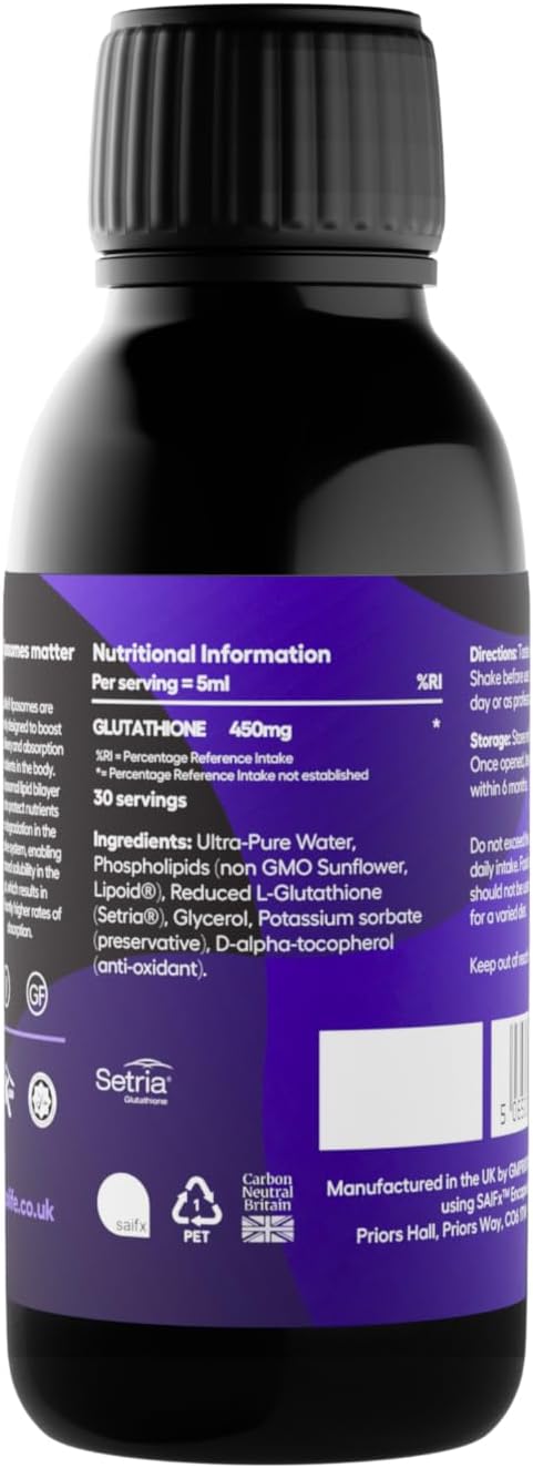 Liposomal Glutathione Liquid | 150Ml | Lipolife Llg2 | Formulated With Setria Glutathione | Advanced Nutrient Delivery | Clinically Proven