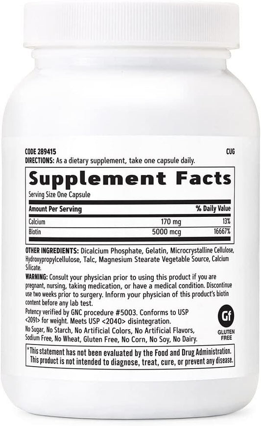 Gnc Biotin 5000Mcg | Supports Healthy Hair, Skin, & Nails | 120 Count