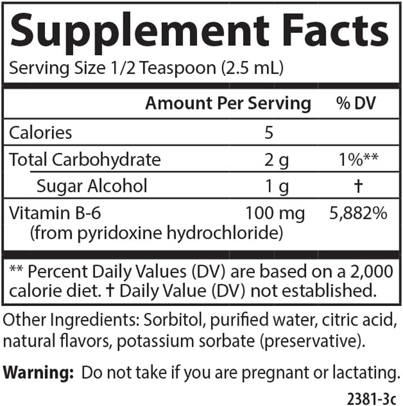 Carlson Labs Vitamin B-6 Liquid, 4 Oz : Health & Household