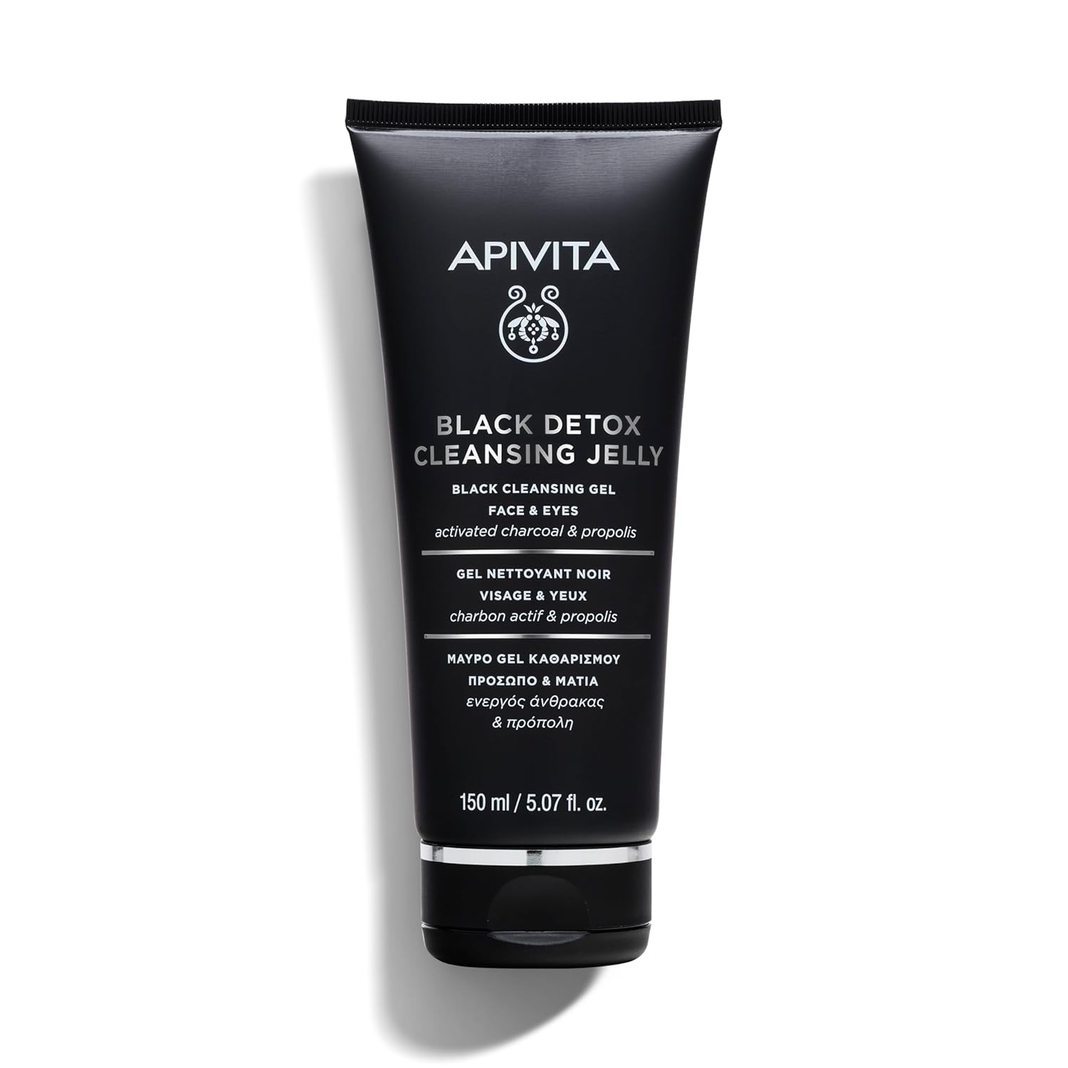 Apivita Black Detox Cleansing Jelly | Detoxifying Face & Eye Cleansing Gel With Activated Charcoal & Propolis, 150 Ml / 5.07 Oz