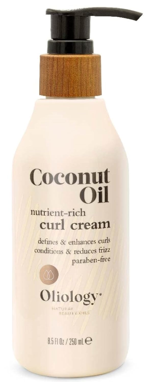 Oliology Coconut Oil Curl Cream - Defines & Enhances Curls & Waves | Botanically Infused | Conditions & Reduces Frizz | Made In Usa, Cruelty Free & Paraben Free (8.5Oz)