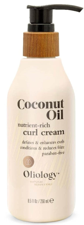 Oliology Coconut Oil Curl Cream - Defines & Enhances Curls & Waves | Botanically Infused | Conditions & Reduces Frizz | Made In Usa, Cruelty Free & Paraben Free (8.5Oz)