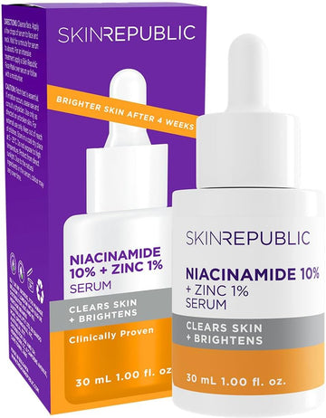 Skin Republic Niacinamide 10% + Zinc 1% Brightening Serum, Minimises Excess Oil, Pigmentation & Uneven Skin Tone (30Ml)