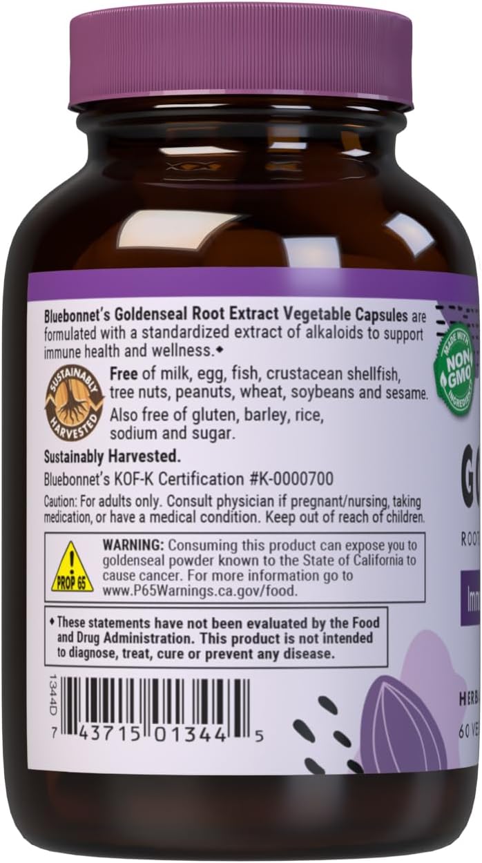 Bluebonnet Goldenseal Root Extract Supplement, 60 Count (B000I4F9Zy) : Health & Household