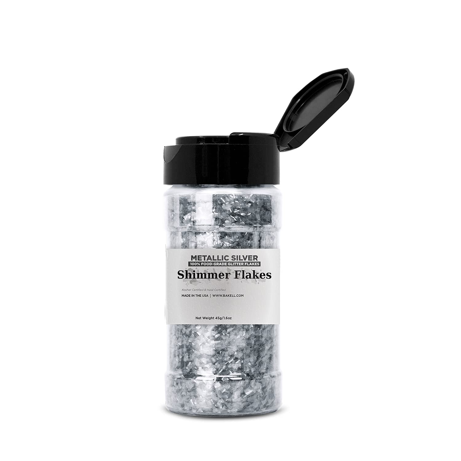 Bakell'S Metallic Silver Shimmer Flakes - (45 Gram 1X Jar) | Magnificent Edible Glitter Flakes For All Your Culinary Delights!