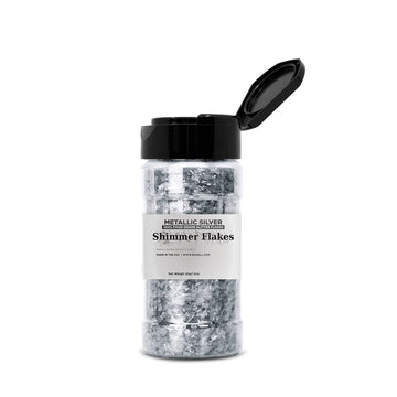 Bakell'S Metallic Silver Shimmer Flakes - (45 Gram 1X Jar) | Magnificent Edible Glitter Flakes For All Your Culinary Delights!