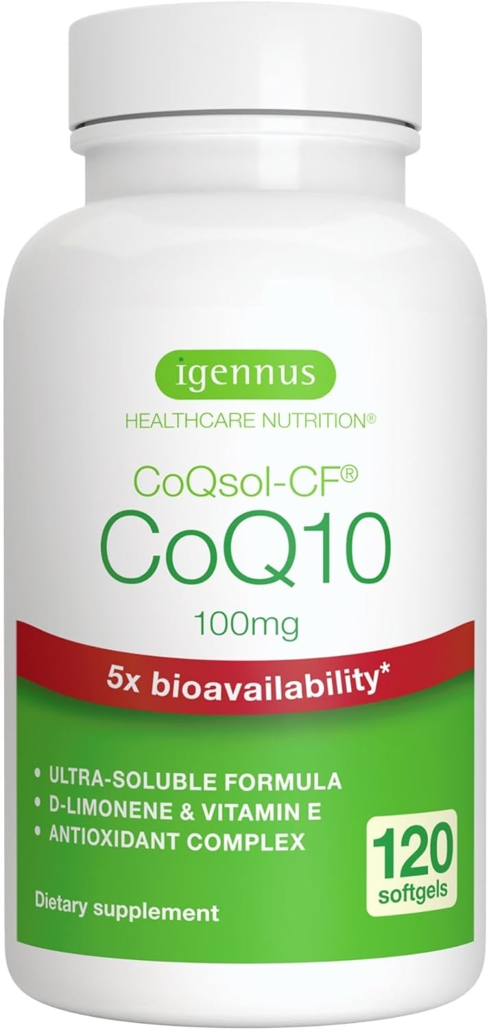 Advanced Coq10, 5X Bioavailability 200Mg D-Limonene & Vitamin E, High Absorption 100Mg Formula With Coqsol-Cf, 120 Servings, 1-A-Day, By Igennus