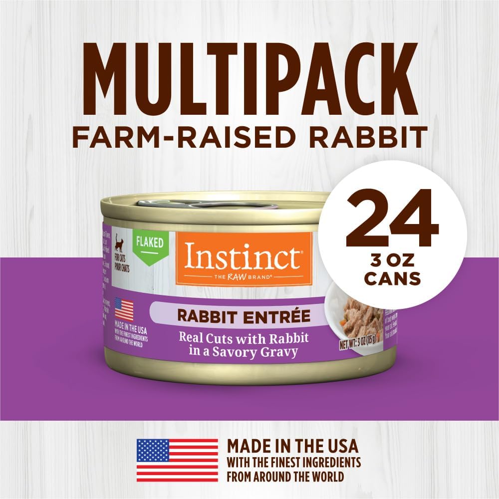 Instinct Flaked Rabbit Entrée Wet Cat Food - 3 Ounces, 24 Pack : Pet Supplies