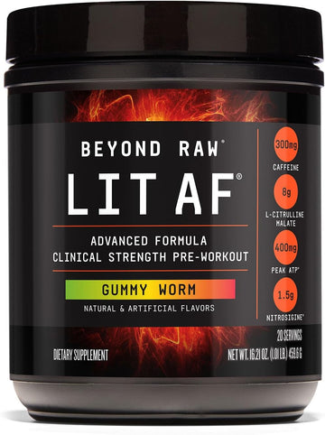 Beyond Raw Lit Advanced Pre Workout Formula, Icy Fireworks, For Energy, Focus, Endurance, Pumps, With 300Mg Rapid And Targeted Release Caffeine, Creatine, Betaine, Beta Alanine, Taurine, 20 Servings