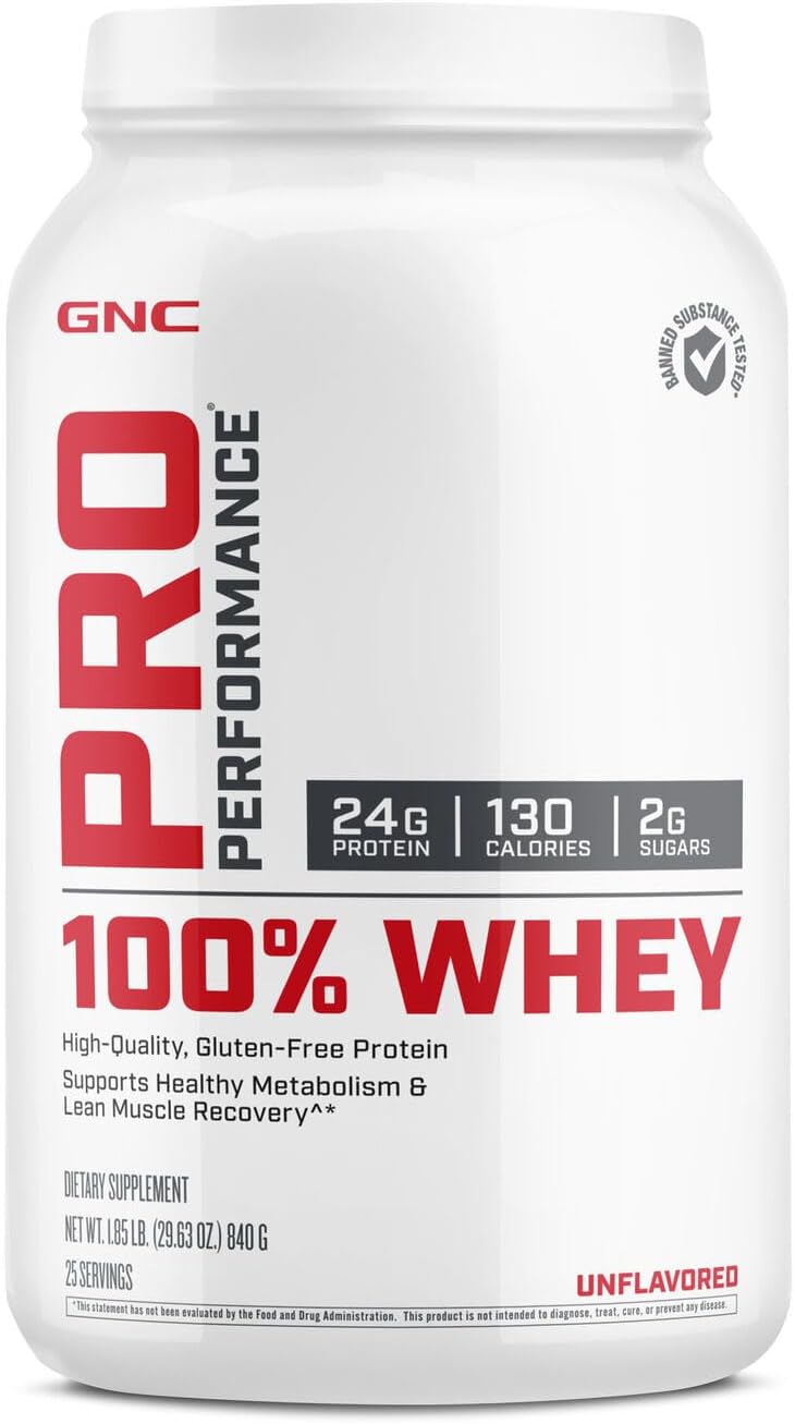 Gnc Pro Performance 100% Whey Protein Powder - Unflavored, 25 Servings, Supports Healthy Metabolism And Lean Muscle Recovery