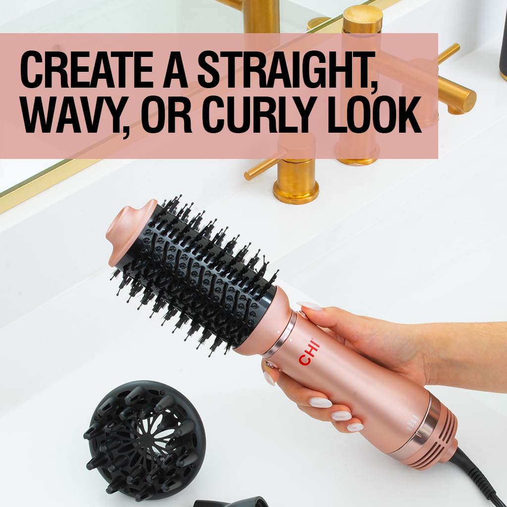 Chi Volumizer 4-In-1 Blowout Brush, Hair Dryer For Smooth, Silky & Shiny Hair, Four Interchangeable Attachments For Versatile Styling, Rose Gold : Beauty & Personal Care