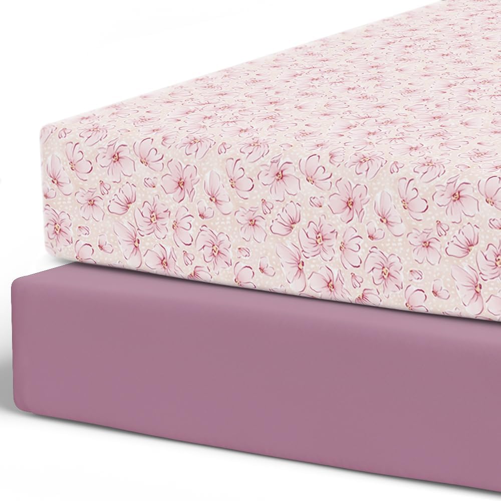 Pobibaby - 2 Pack Premium Fitted Baby Boy Crib Sheets For Standard Crib Mattress - Ultra-Soft Jersey Knit, Safe And Snug, And Stylish Ocean Crib Sheet (Blossom)