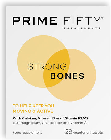 Prime Fifty Strong Bones Supplements – 28 Multivitamin Tablets With Calcium, Magnesium, Zinc, Copper & Vitamins – Developed For Over 50S To Help Keep You Active