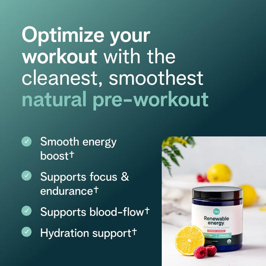 Ora Organic Natural Pre Workout Powder - Raspberry Lemonade Flavor- Pr