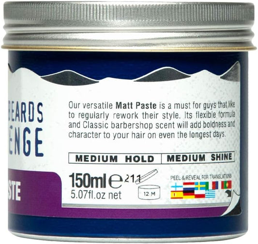 The Bluebeards Revenge, Matt All In One Hair Styling Paste For Men, Reworkable Medium Hold And Matt Finish, 150Ml