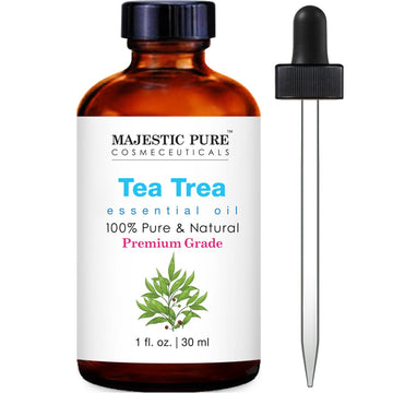 Majestic Pure Tea Tree Essential Oil | 100% Pure And Natural Tea Tree Oil | Premium Grade Essential Oils For Hair Care, Home Diffusers, Skin, Aromatherapy, Massage And Humidifiers | 1 Fl Oz