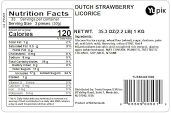 Yupik Dutch Strawberry Licorice, Classic Candy, 2.2 lb, Pack of 1 : Everything Else
