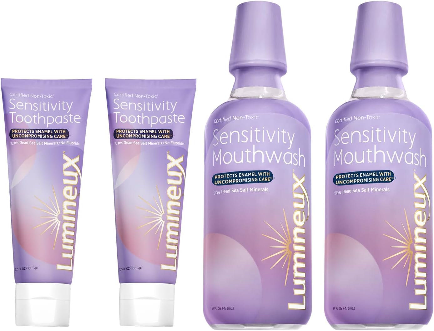 Lumineux Sensitivity Kit Certified Non-Toxic – for Sensitive Teeth - Fluoride Free, NO Alcohol, Artificial Colors, SLS Free, Dentist Formulated (Includes 2X Mouthwash & Toothpaste)