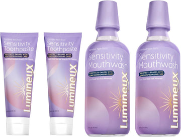 Lumineux Sensitivity Kit Certified Non-Toxic – for Sensitive Teeth - Fluoride Free, NO Alcohol, Artificial Colors, SLS Free, Dentist Formulated (Includes 2X Mouthwash & Toothpaste)