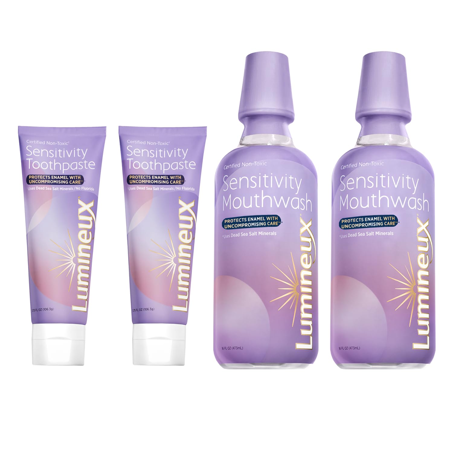 Lumineux Sensitivity Kit Certified Non-Toxic – For Sensitive Teeth - Fluoride Free, No Alcohol, Artificial Colors, Sls Free, Dentist Formulated (Includes 2X Mouthwash & Toothpaste)