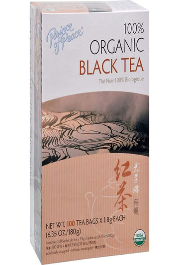 Prince Of Peace Organic Black Tea, 100 Tea Bags – 100% Organic Black Tea – Unsweetened Black Tea – Lower Caffeine Alternative To Coffee – Herbal Health Benefits