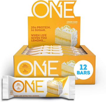 One Protein Bars, Lemon Cake, Gluten Free Protein Bars With 20G Protein And 1G Sugar, Pantry Staples, 2.12 Oz (12 Count)