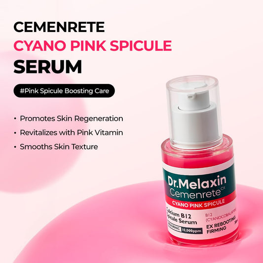 Cemenrete Cyano Pink Spicule Serum With Calcium, Vitamin B12 For Under Eyes Skin, Dark Circles, Fine Lines, Puffiness&Eye Bags Cream, 1.01 Fl. Oz