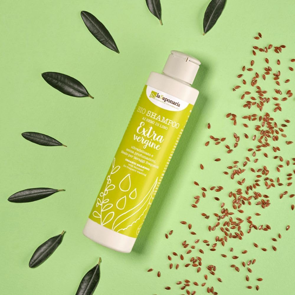 La Saponaria Extra Virgin Olive Oil Shampoo, Sensitive Skin, Easily Irritated Scalp, Fragrance Free, Natural, Vegan, Cruelty-Free, Bio Plastic, Organic, 200Ml