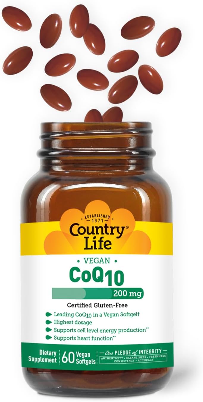 Country Life Simply Coq10, Supports Heart Function, 200Mg, 60 Vegan Softgels, Certified Gluten Free, Certified Vegan