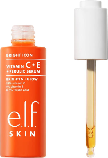 E.L.F. Skin Bright Icon Vitamin C + E + Ferulic Serum, Brightening & Soothing Face Serum, Helps Even Skin Tone, Vegan & Cruelty-Free, 30Ml