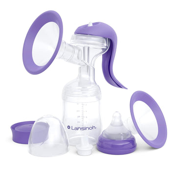 Lansinoh Manual Breast Pump, Hand Pump With Comfortable Flange For Breastfeeding Essentials, Includes Baby Bottle For Feeding, 5Oz