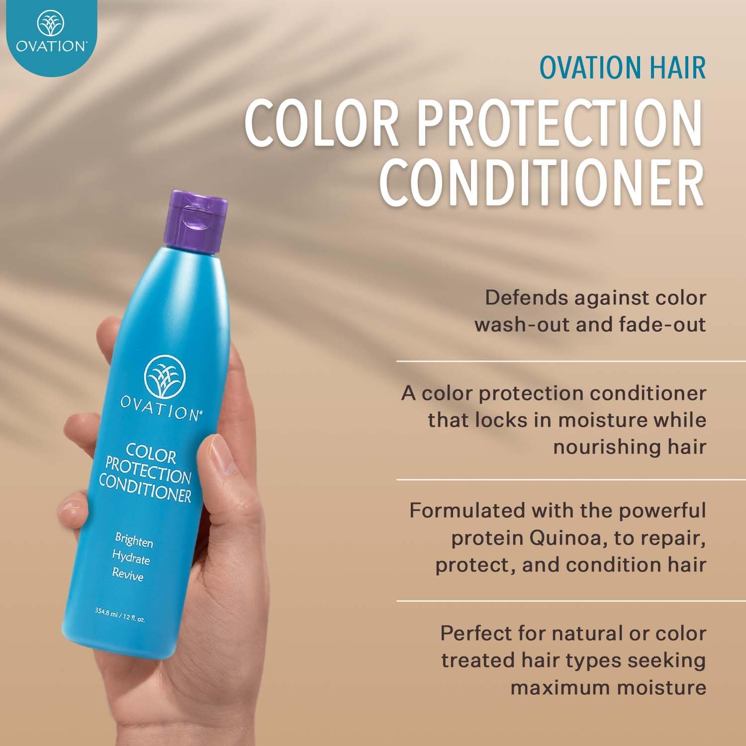 Ovation Hair 3-Step Bundle for Dry, Color-Treated Hair - with Moisture Shampoo, Cell Therapy Hair Growth & Healthy Scalp Treatment, Color Conditioner - Brighten, Nourish, & Hydrate Dyed/Bleached Hair : Beauty & Personal Care
