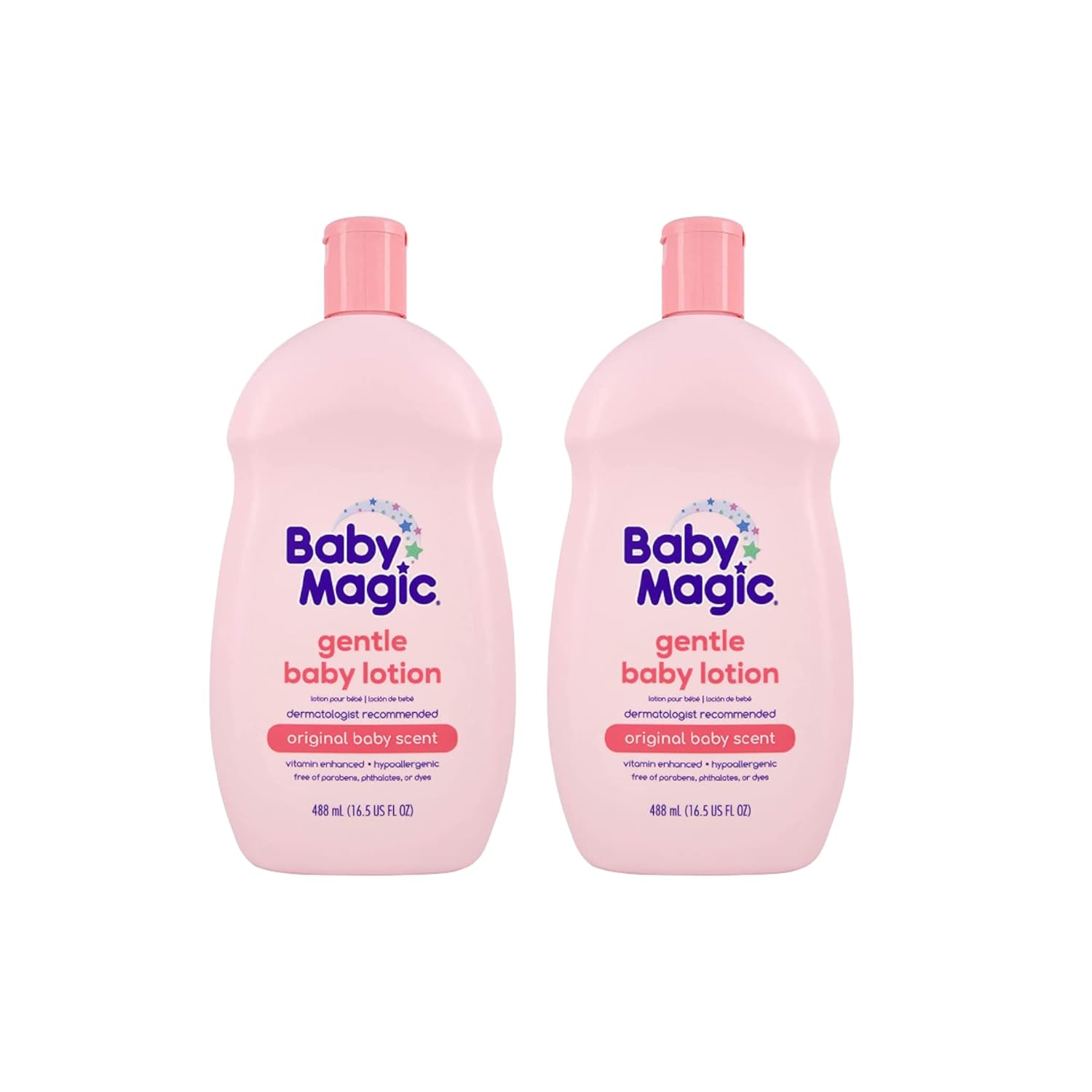 Baby Magic Gentle Lotion with Original Baby Scent, Free of Parabens, Mineral Oil, 16.5 FL Oz (Pack of 2)