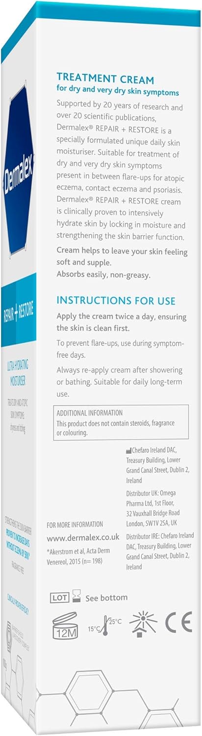 Dermalex Repair + Restore – Ultra Hydrating Moisturiser Cream for Dry Skin – 100 g : Amazon.co.uk: Beauty