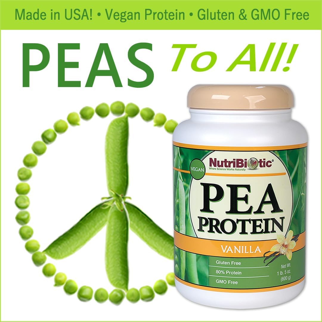 NutriBiotic Pea Protein Vanilla 21 Oz | Low Carb Vegan Plant Protein P