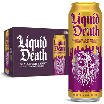 Liquid Death Iced Tea, Slaughter Berry, 19.2Oz King Size Cans (8-Pack)