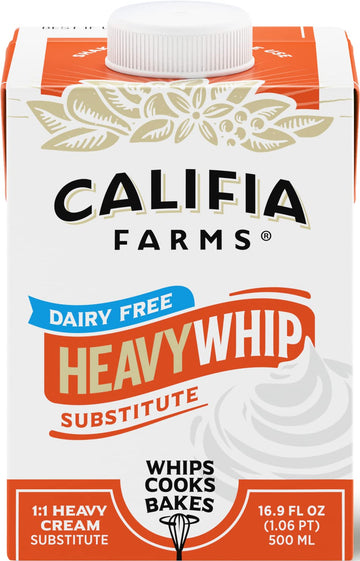 Califia Farms - Heavy Whip Cream Dairy Free Substitute 16.9 Oz, Soy Free, Plant Based, Vegan, Non Gmo, Sugar Free, Heavy Whipping Cream